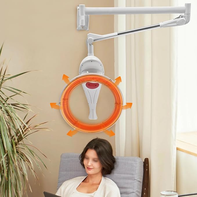 Hair Treatment Machine, 950W Wall Mount Orbiting Rotating Hair Processor for Salon Spa Family, Time Adjustable, White(Style 8)