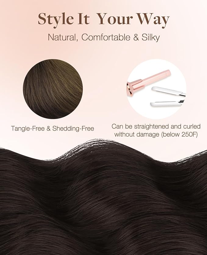 GOO GOO Invisi Edge Tape in Hair Extensions Human Hair, 2C/4E/6C Brown Sugar Swirl Highlights 10pcs injected with 10pcs classical tape ins, 20inch 50g, Virgin Remy Hair, Natural Look