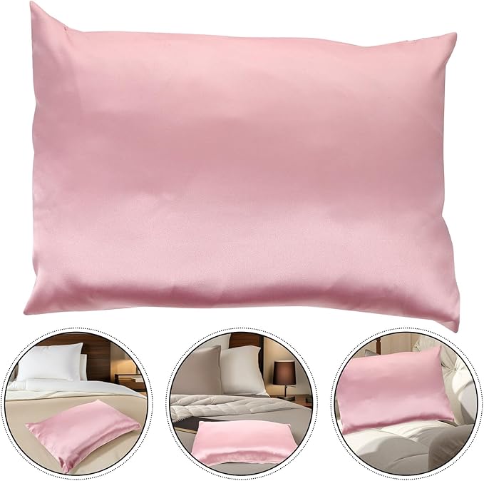 Alipis 2pcs Satin Pillowcases with Zipper Closure Smooth Faux Silk Pillow Covers for Hair Skin Protection Anti-Tangle Travel Pillowcase in Pink Soft Breathable Bedding Accessory