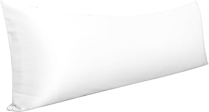 NTBAY Satin Body Pillowcase for Hair and Skin, Luxurious and Silky Pillow case with Envelope Closure, 20x54 Inches, White