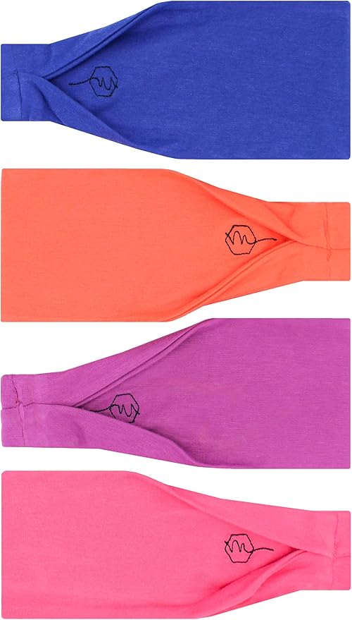 Maven Thread 4" Wide Workout Headbands for Women (4 Pack) – Non-Slip Sweatbands for Gym, Running & Yoga