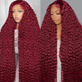 38 Inch 99J Burgundy 13x6 Lace Front Wigs Human Hair Red Burgundy Wig 200% Density Deep Wave Lace Front Wigs Human Hair Pre Plucked Glueless HD Lace Frontal Wigs for Women