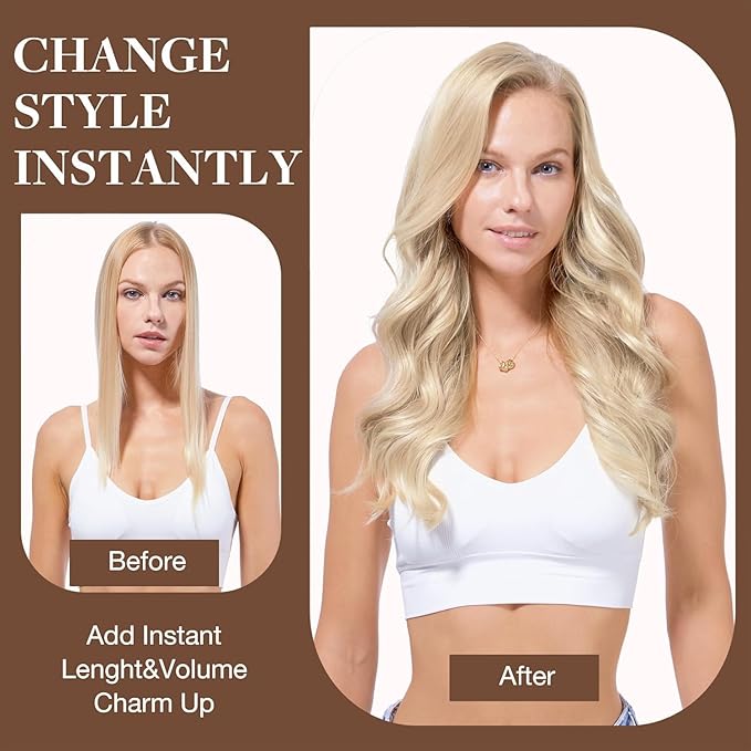 GOO GOO Clip in Hair Extensions Real Human Hair, Remy Human Hair Extensions Clip ins for Women, Natural Human Hair, 20 Inch 160g 7Pcs, 17/22/60 Balayage Ash Blonde to Golden Blonde and Platinum Blonde