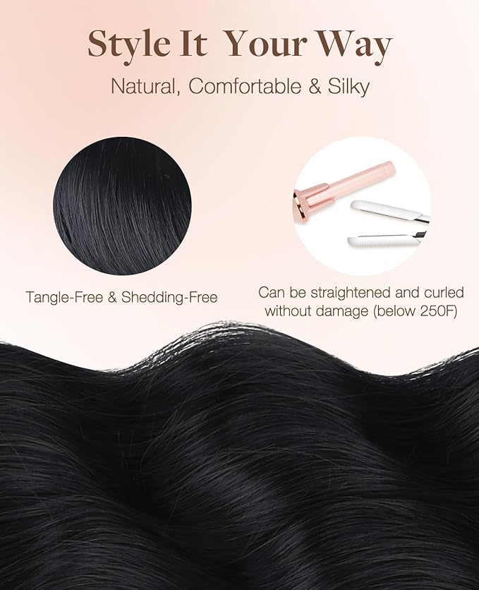 GOO GOO Invisi Edge Tape in Hair Extensions Human Hair, 1 Jet black 10pcs injected with 10pcs classical tape ins, 18inch 50g, Virgin Remy Hair, Natural Look