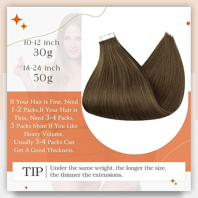 Full Shine 18Inch Tape in Hair Extensions Human Hair Color 3 Brown Human Hair Extensions Tape in Seamless Invisible Skin Weft 100G Remy Soft Extension 40Pcs Brazilian Lightweight