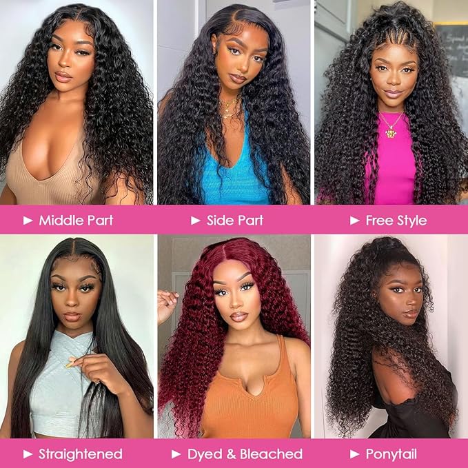 CYNOSURE HD Lace Front Wigs Human Hair Pre Plucked 180% Density Kinky Curly Lace Frontal Wigs Human Hair Glueless Natural Black Color 28inch