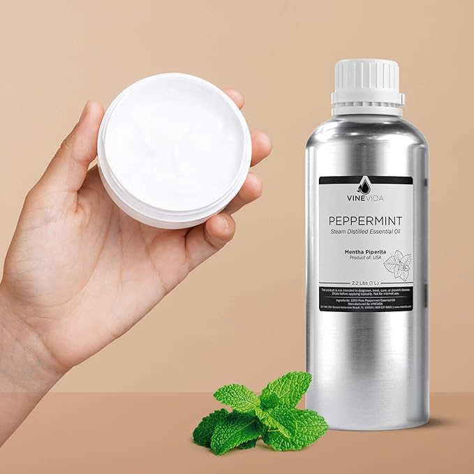 VINEVIDA Peppermint Essential Oil - 32 oz - Undiluted - DIY Candle Scents - Bulk for Soap Making & Skin Safe