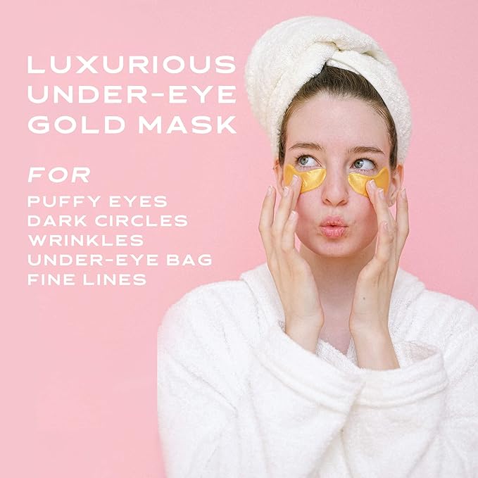 Under Eye Patches(30 Pairs), 24K Gold Collagen Under Eye Masks For Dark Circles and Puffiness, Moisturizing & Hydrating Eye Patches For Puffy Eyes, Reduce Under Eye Bags, Anti-Aging Eye Care Treatment