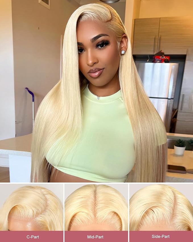 Alididi 613 13x6 Lace Front Wig Human Hair 30 Inch 180 Density Blonde Wig Human Hair Straight 100% Real Human Hair True Length Random Dyeing No Tangle No Shedding No synthetics Triple Lifespan 3x