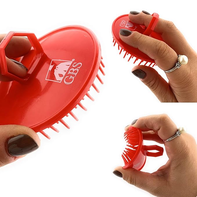 G.B.S Stylish Easy to Hold Hair Scalp Shampoo Brush #100 Scrubber Helps to Remove Dandruff, Promotes Hair Growth Head Massager Brush for Home, Office, Travel, Gym Pack of 6 (3 Black, 3 Red)