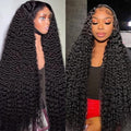 30 Inch 13x6 Deep Wave Lace Front Wigs Human Hair 250% Density HD Lace Frontal Wigs Human Hair Glueless Deep Curly Wigs for Women Pre Plucked Glueless Wigs Natural Color
