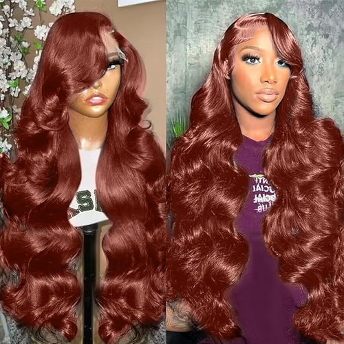 30 Inch Ginger Wig Human Hair 13X4 HD Transparent Lace Front Wigs Human Hair Pre Plucked with Baby Hair Chestnut Brown #33 Human Hair Wigs For Women