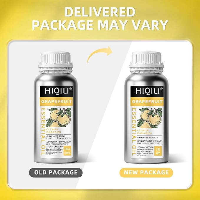 HIQILI 16 Fl Oz Grapefruit Essential Oil, for Diffuser, Skin Care, 100% Pure and Natural