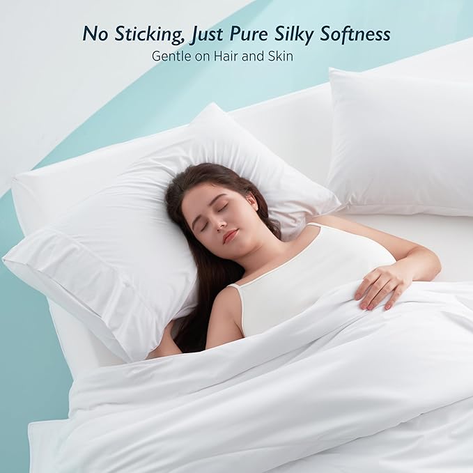 Breescape Cooling Pillow Cases Standard/Queen Size - BlendTek™ Dry & Cool Technology for Hot Sleepers and Night Sweats, 2 Pack Soft & Smooth Pillowcases for Hair & Skin Care, 20" x 30", Snow White