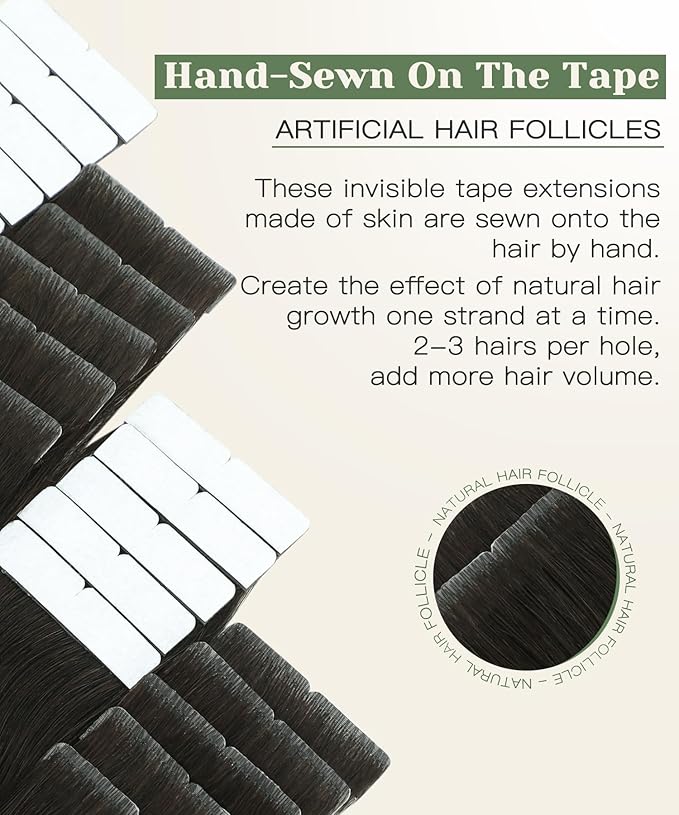 SURNEL Injection Tape in Extensions Real Human Hair 18Inch Dark Brown to Dirty Blonde Invisible Tape in Extensions 20 Pcs 40g(#2618,18)