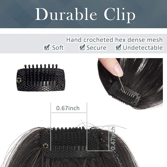 BARSDAR Real Human Hair Clip in Bangs - 100% Human Hair Clip in Bangs for Women - Auburn Wispy Bangs Extensions Fringe with Temples Dyeable Real Hair Bangs Hairpieces - Auburn
