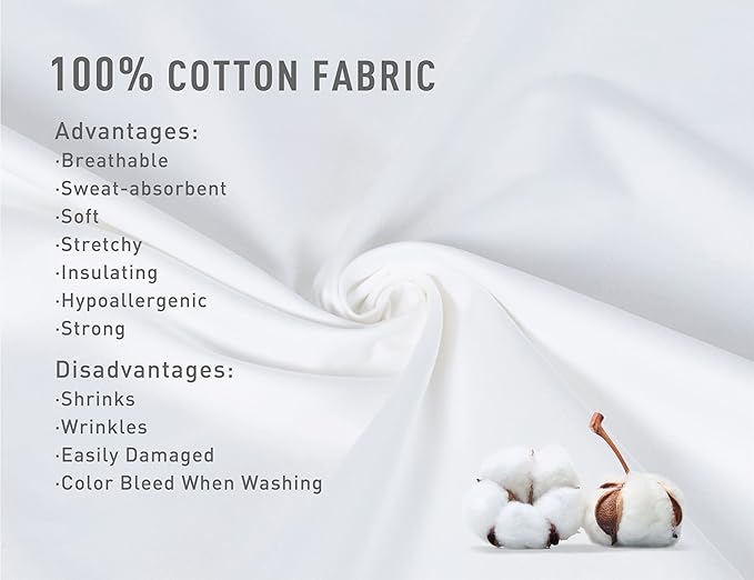 Sunflower Body Pillowcase 100% Cotton Long Pillow Cover/Case Envelope Closure 1 Pack, 21×54 inches White, Soft and Breathable
