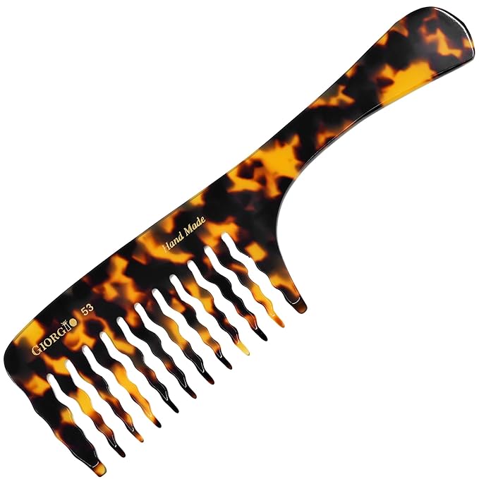 Giorgio G53 Wide Tooth Comb for Curly Hair Detangler, Wide Tooth Combs for Women with Thick Hair, Large Tooth Comb For Wet and Dry, Handmade Rake Detangler Saw-Cut and Hand Polished (8")