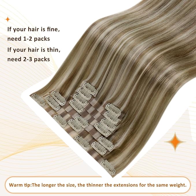 Full Shine Balayage Blonde Clip in Hair Extensions Real Human Hair Ash Brown Hair Extensions Mix Platinum Blonde Seamless Clip ins for Short Hair 12 Inch 8 PCS 95 G