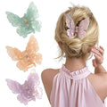 3 Packs Butterfly Hair Clips Acetate Tortoise Shell Non-Slip Jaw Clips 2.5inch, Beautiful Butterfly Hair Accessories for Girls and Women(Mixed color, purple, Orange, Mint Green)