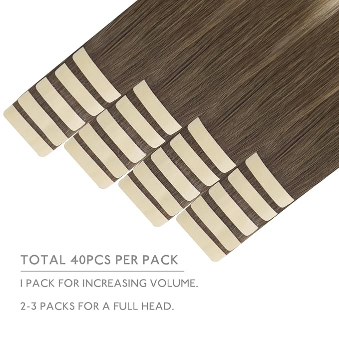 WENNALIFE Tape in Hair Extensions Human Hair, 40pcs 80g 12 inch Ombre Sandy Brown to Platinum Blonde Hair Extensions Real Human Hair Straight Tape in Extensions Invisible Human Hair Extensions