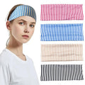 4PCS Striped Headbands for Women - Non-Slip Cotton Cloth Wide Elastic Stretchy Fashion Head Bands, Soft Fabric Hair Accessories for Yoga, Running, Workout