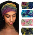 Wide Headbands Stretch Turban Knotted Hairbands Elastic Yoga Workout Sweatband Running Sport Head Scarf Large African Head Wraps for Women 4 Pcs (Set A)
