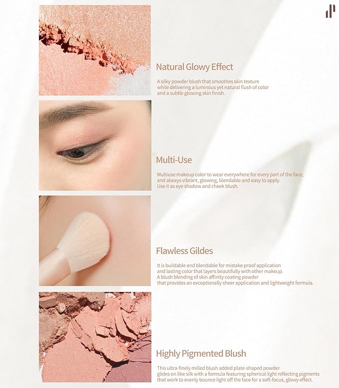 Heart Percent Dote on Mood Glow Blush, Smooth Radiant Color Luminous Shimmering Stain Finish Cheek Makeup Blush (03. Veil Nude)