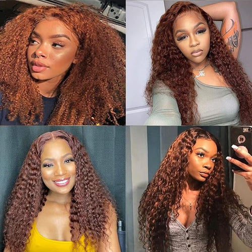 28 30 32 Inch Color #30 Human Hair Bundles Light Brown Water Wave Bundle Niegmeag Brazilian Virgin Soft and Silky Remy Hair Extensions Color #30 Wet and Wavy Bundle