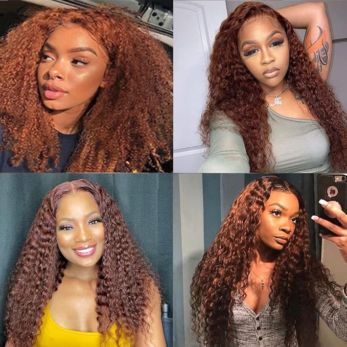 Light Brown Bundles Human Hair Color #30 Water Wave Bundle Niegmeag Brazilian Virgin Hair 3 Bundles 12 14 16 Inch Double Weft Light Brown Wet and Wavy Bundle