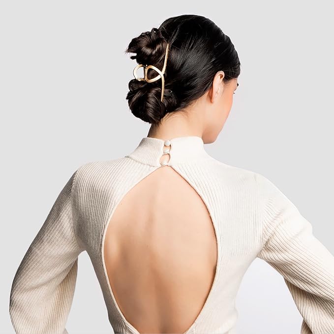 The Hair Edit French Twist Claw Clip – Chic Hair Clip for Women, Elegant Gold Metal Hair Clip, Ideal Gift For Women, Chic Up Dos and Half Up Styles, Elegant Hair Accessory for Styling & Everyday Wear