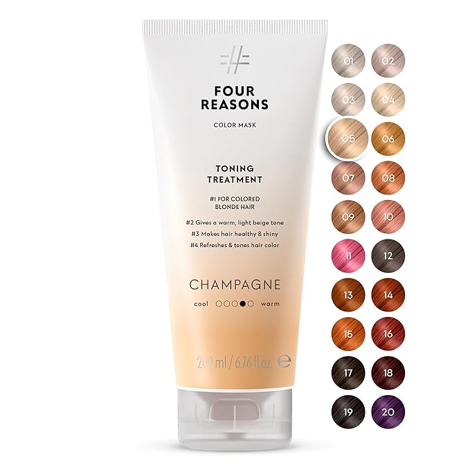 Four Reasons Color Mask – Champagne Blonde - (27 Colors) Toning Treatment, Color Depositing Conditioner, Tone & Enhance Color-Treated Hair - Semi Permanent Hair Dye, Vegan and Cruelty-Free, 6.76 fl oz