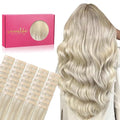 WENNALIFE Tape in Hair Extensions Human Hair, 40pcs 100g 24 inch Ash Blonde Highlighted Platinum Blonde Hair Extensions Real Human Hair Straight Tape in Extensions Invisible Human Hair Extensions
