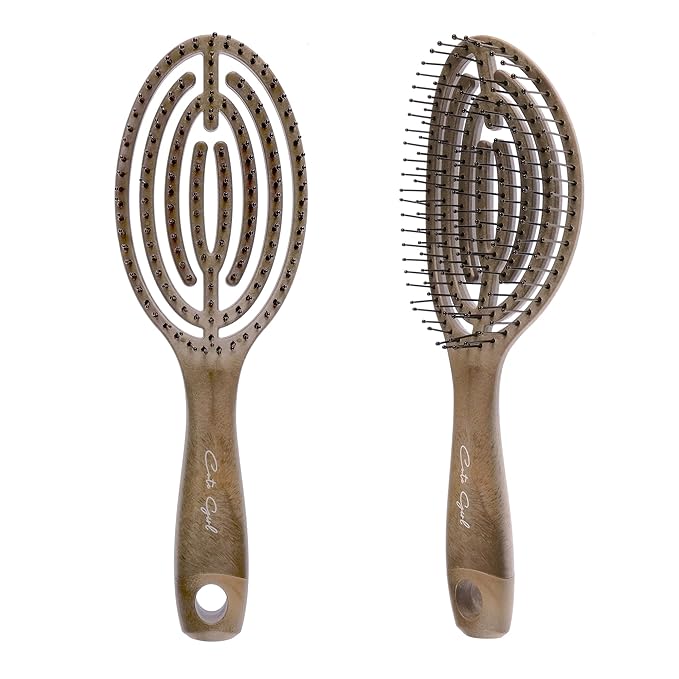 Hair Brush Professional for Women Men Paddle Detangling Brush for Wet Dry Curly Thick Straight Hair Shaping Defining Curls wood round