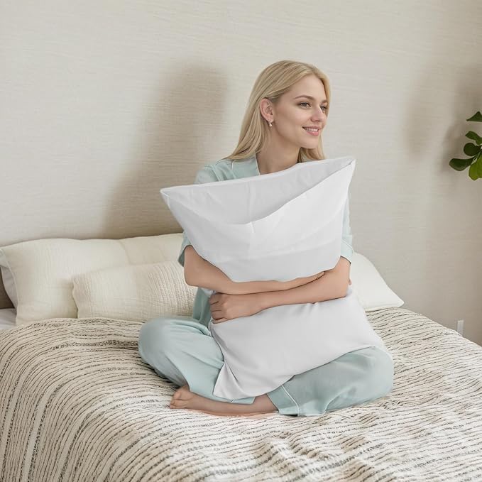 TELUS Pillow Cases King Size 2 Pack, Bamboo Rayon Cooling Pillowcases with Envelope Closure, Cool Breathable Pillow Case for Hot Sleepers & Night Sweats, 20x36 inches, White