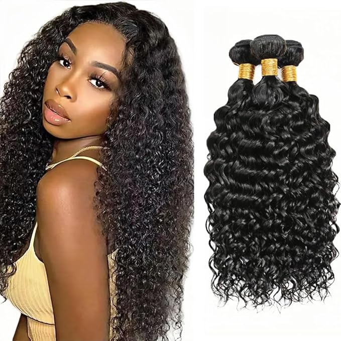 30 32 34 Inch Natural Black Kinky Curly Bundles Human Hair Color 1B Bundle Niegmeag Brazilian Virgin Soft and Silky Remy Hair Extensions Double Weft Color 1B Kinky Curly Bundle