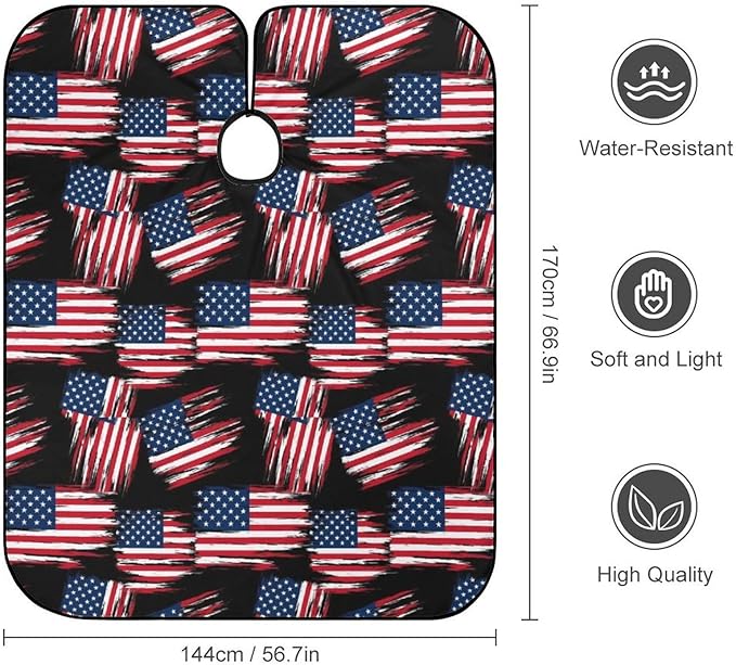 Extra Long Professional Salon Cape, Cool American Flag Apron Haircuting Salon Cape Gown for Hair Cutting Styling