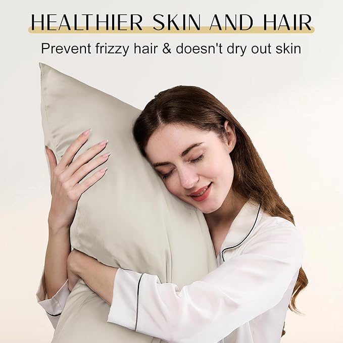 ZIMASILK Upgraded 100% 6A Grade Pure Mulberry Silk Pillowcase for Hair and Skin Silk Pillow Cases with Reinforced Hidden Zipper, More Soft & Durable, Gift Box (Standard 20"x26" Beige)