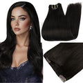 Full Shine Black Extensions Clip in 220 G 24 Inch Long Black Hair Extensions Clip in Human Hair for Length 7 Pcs