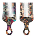 2 Pcs Afro Pick Comb for Natural Curly Hair,Portable Styling Hair Pick for Travel,Anti-Static,Cute Afro Comb for Women Men and Girls (Orange-T14)
