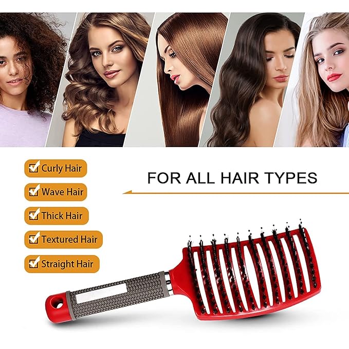 Magical Ultra Detangling Brush for Wet or Dry Hair, Detangler Brush, Fast Drying Styling Massage Hairbrush for Men, Women and Kids (Black+Gold)