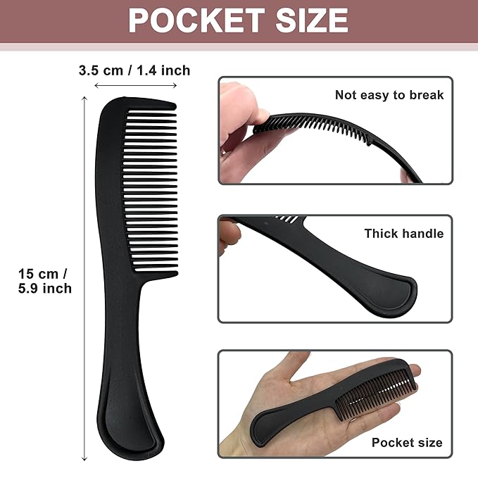 Bulk Hair Combs, Combs Individually Wrapped, Hair Combs in Bulk for Women, Kids, Hotel, Airbnb, Shelter, Homeless, Charity, and Church (Black) (5.9 inches, 100, Count)