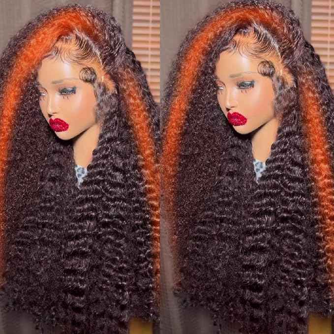 250% Density 13x6 Deep Wave Lace Front Wigs Human Hair 2/350 Deep Curly Frontal Wigs Human Hair Glueless HD Lace Front Human wigs Hair Pre Plucked with Baby Hair for Women