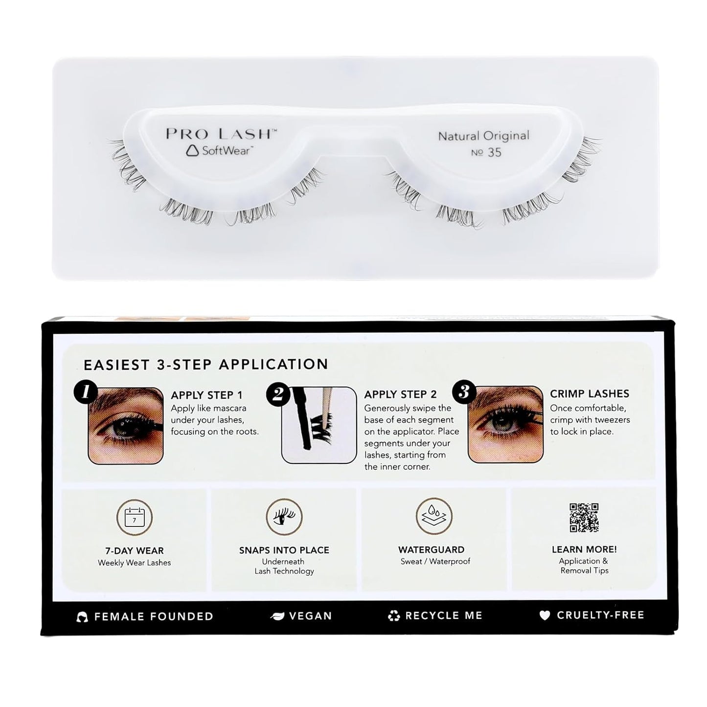 Pro Lash SoftWear Clean Girl Mini Lash Clusters Kit - Natural-Looking, Lightweight Lashes - 7-Day Cluster Eyelash Extensions Waterproof Lashes Clusters - Single Set - Original No. 35