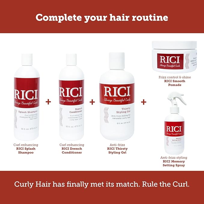 RICI Memory Setting Spray for Curly Hair | 8 Ounce | Naturally Formulated to Prevent Frizz for All Types of Curly Hair | Patented Formula Made in the USA