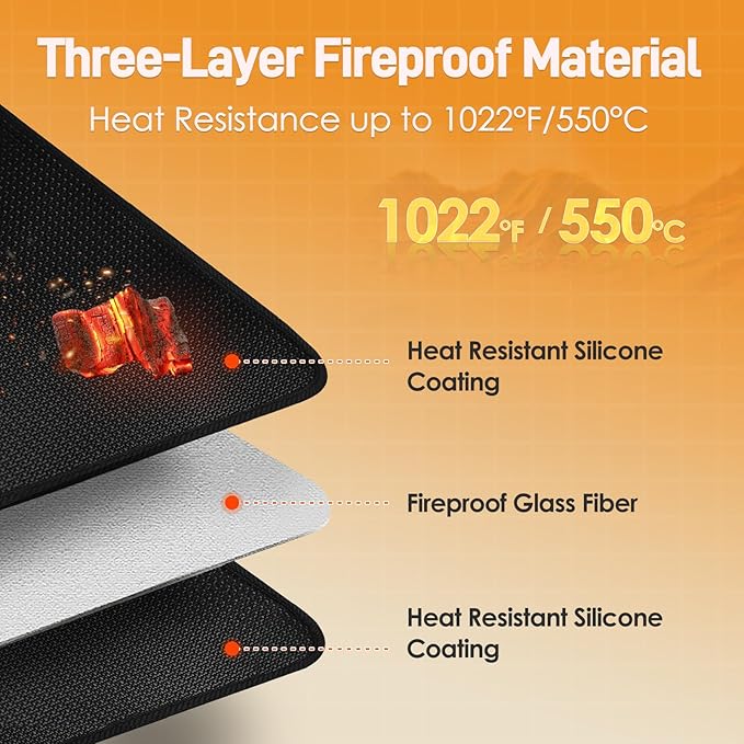 Heat Resistant Mat for Air Fryer, 21 x 24in Heat Resistant Mat for Countertop, Fireproof Silicone Countertop Protector Appliance Slider for Air Fryer, Coffee Maker, Toaster, Oven - Black