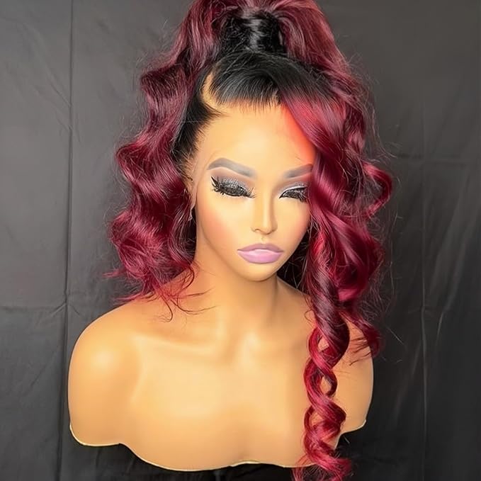 250% density 1b 99j Burgundy Lace Front Wigs Human Hair Red Burgundy Wig Human Hair 13x6 HD Body Wave Lace Front Wigs Human Hairs for Women burgundy ombre lace front wig human hair