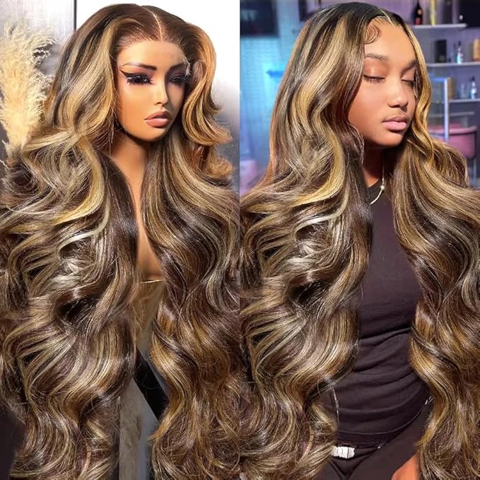 AMIRTY 250 Density 32 Inch 360 Lace Front Wigs Human Hair Honey Blonde Body Wave Lace Front Wigs with Baby Hair Full 360 Glueless HD Transparent Lace Front Wigs for women 4/27