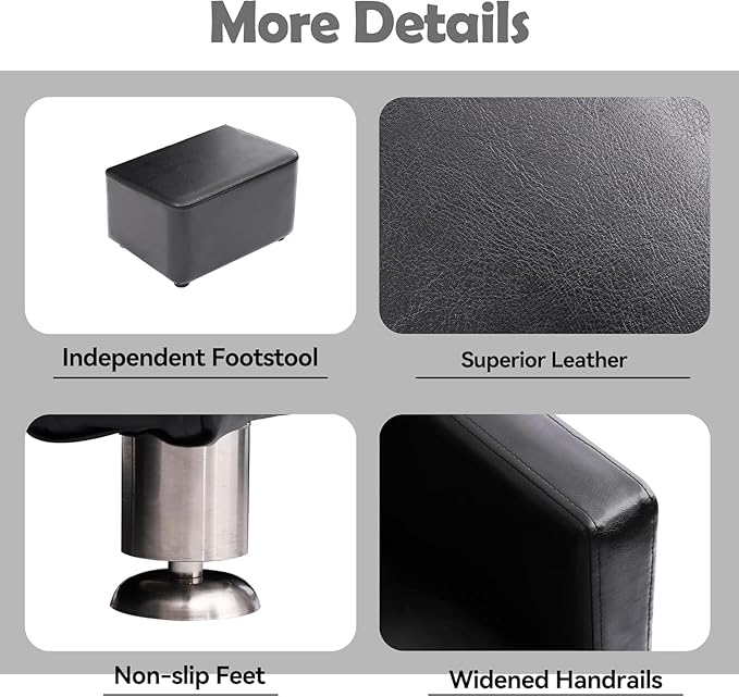 Shampoo Stations for Salon, Backwash Chair with Ceramic Bowl, Backwash Shampoo Unit with Foot Pedal, Sink Chair Station, Hair Washing Station for Barbershop (Black)