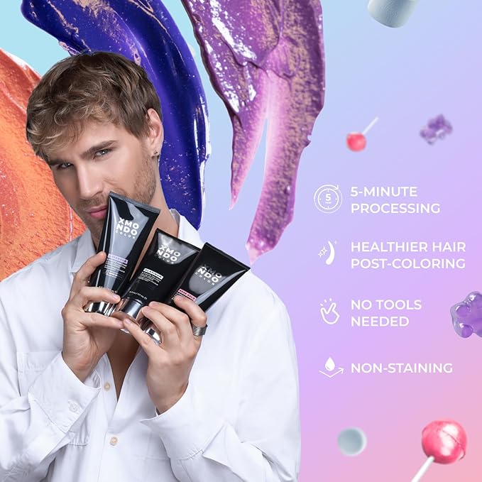 XMONDO Color 5-Minute Top Coat Color Depositing Conditioner Bundle —Platinum, Rose Gold, Lavender — Semi-Permanent Pastel Toning for Very Light Blonde or 90% Highlighted Hair, 6 fl. oz. each